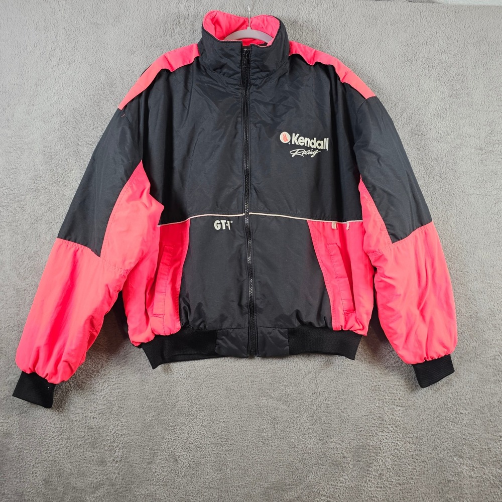 Swingster Kendall Racing GT-1 Jacket Mens XL Black Neon Pink Vintage Made in USA